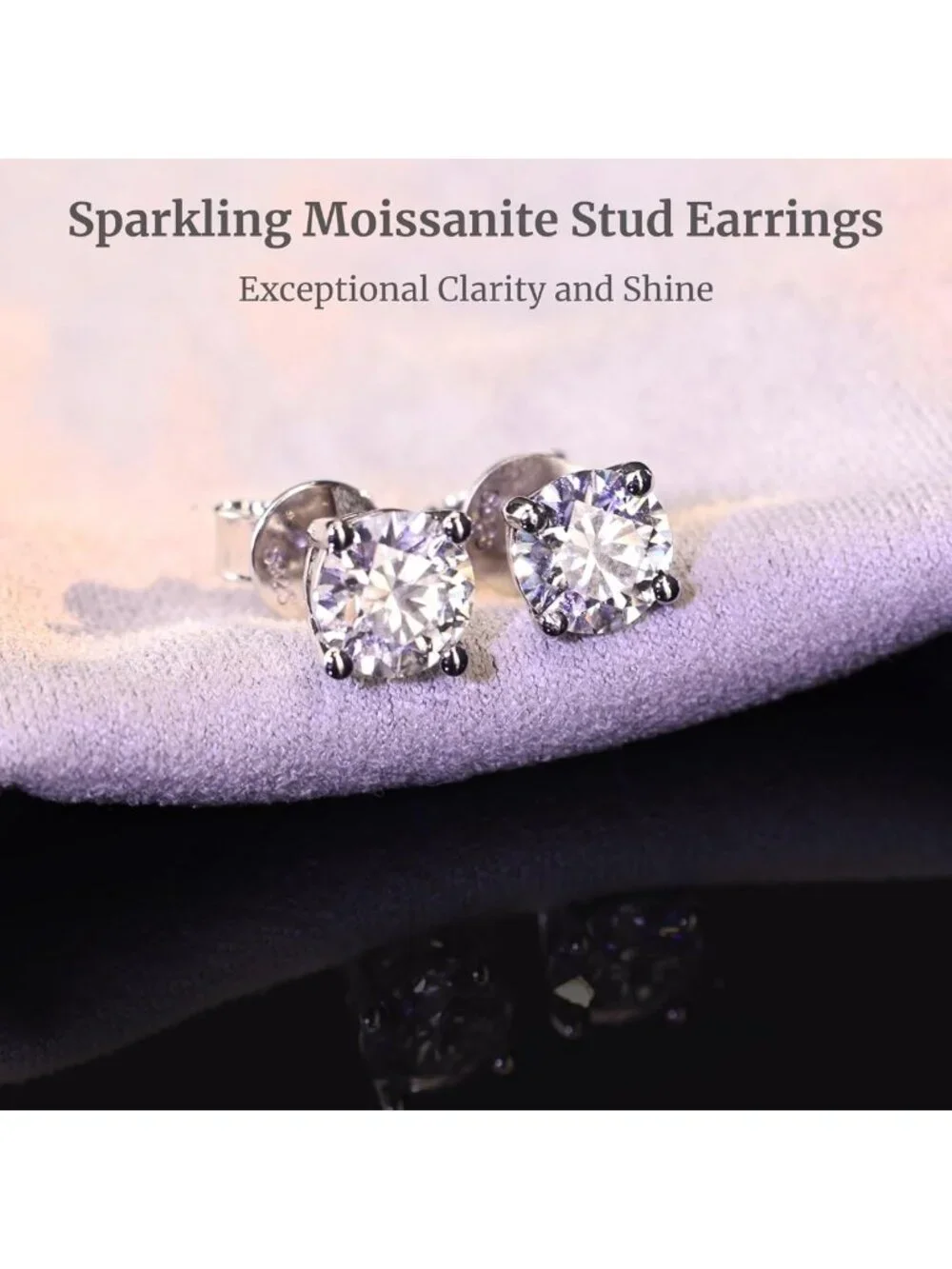 Elegant Moissanite Stud Earrings in 925 Sterling Silver for Men & Women